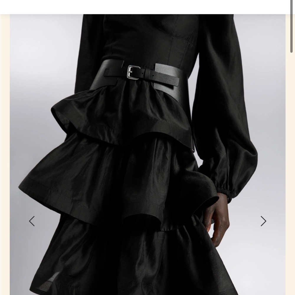 & Other Stories Los Angeles Atelier Black Ruffled, Sweetheart Neck Dress size 10 - Picture 5 of 10